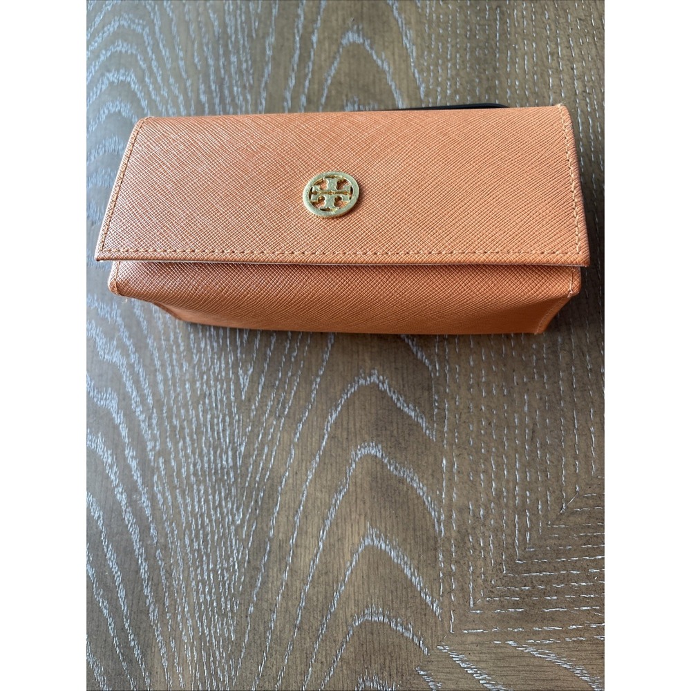 Tory‎ Burch Orange Saffiano Leather Sunglasses Case Hard Shell Logo Medallion